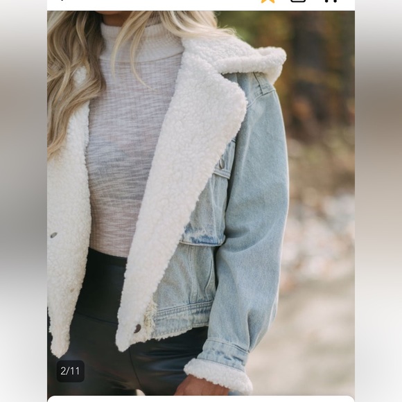 Ashton Sherpa trim denim jacket - Picture 2 of 4